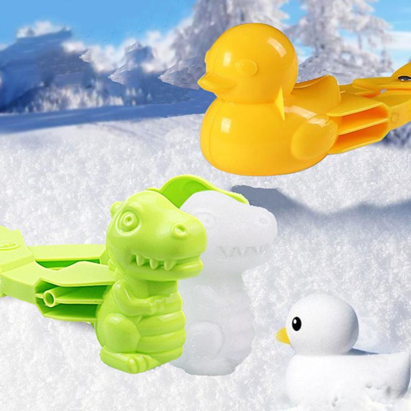 4Pcs Cute Bear Duck Dinosaur Snowball Clip Snow Clay Ball Maker Creative Snowballs Mold Snow Shovel For Kids Outdoor Sports Snow Toy