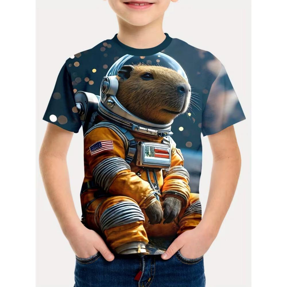 Boys Kids Clothes Stylish Cartoon Space Astronaut Graphic T Shirts Boys Girls Summer Short Sleeve Outdoor Clothes for Children