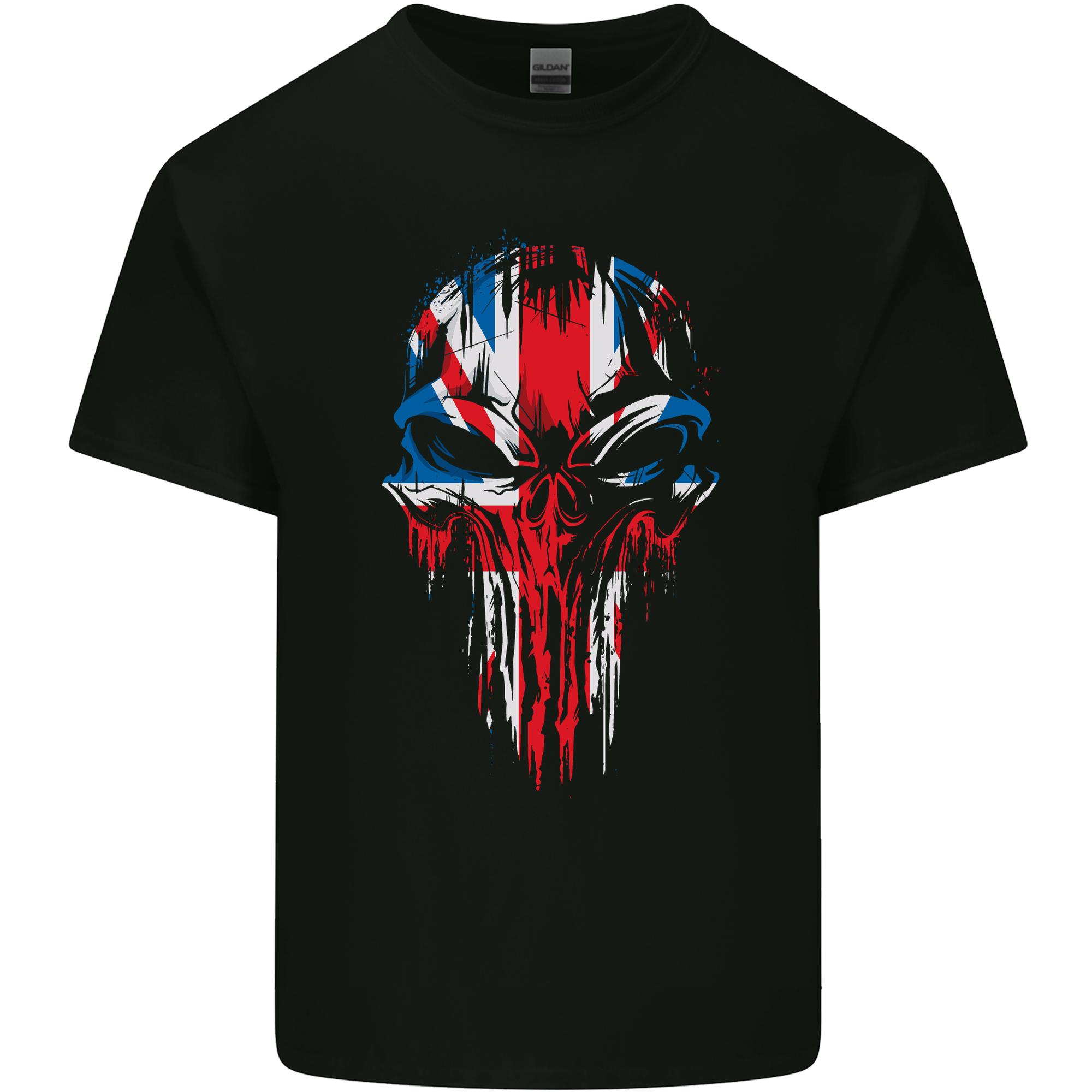 Union Jack Flag Skull Gym MMA Biker Britain Unisexs Light Cotton TShirt S