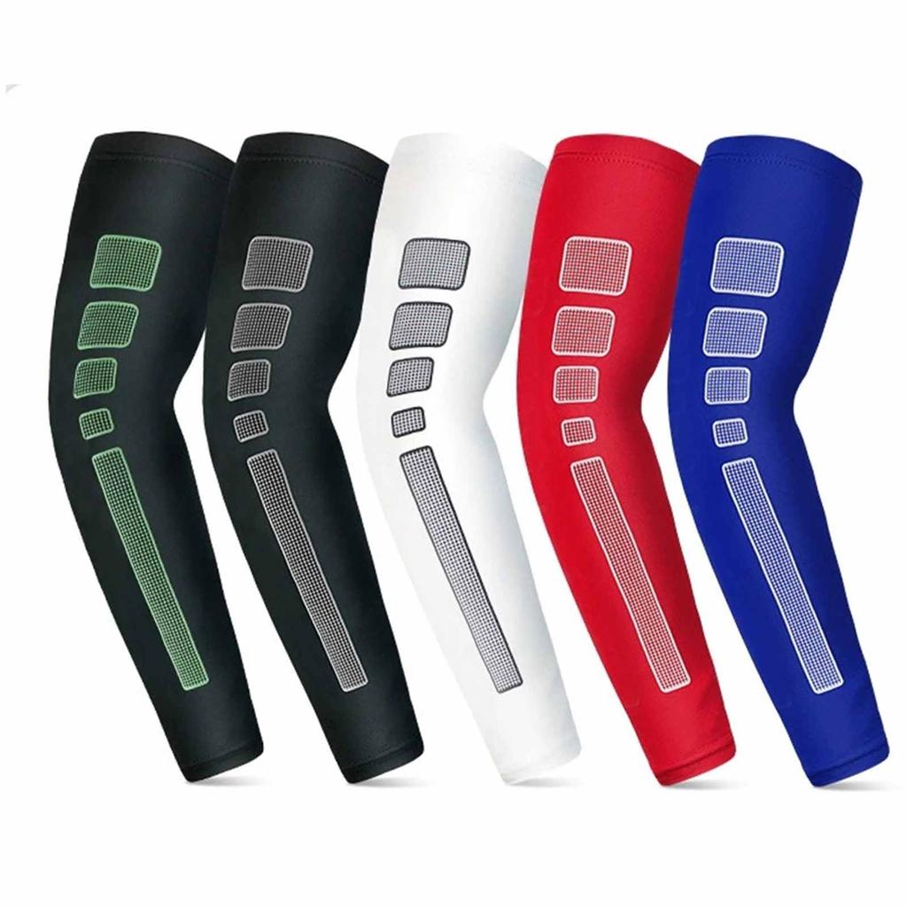 Sport Armschützer Set – Lange Atmungsaktive Armstulpen mit Ellenbogenpolstern & Handgelenkstütze für Basketball, Tennis, Badminton & Radfahren