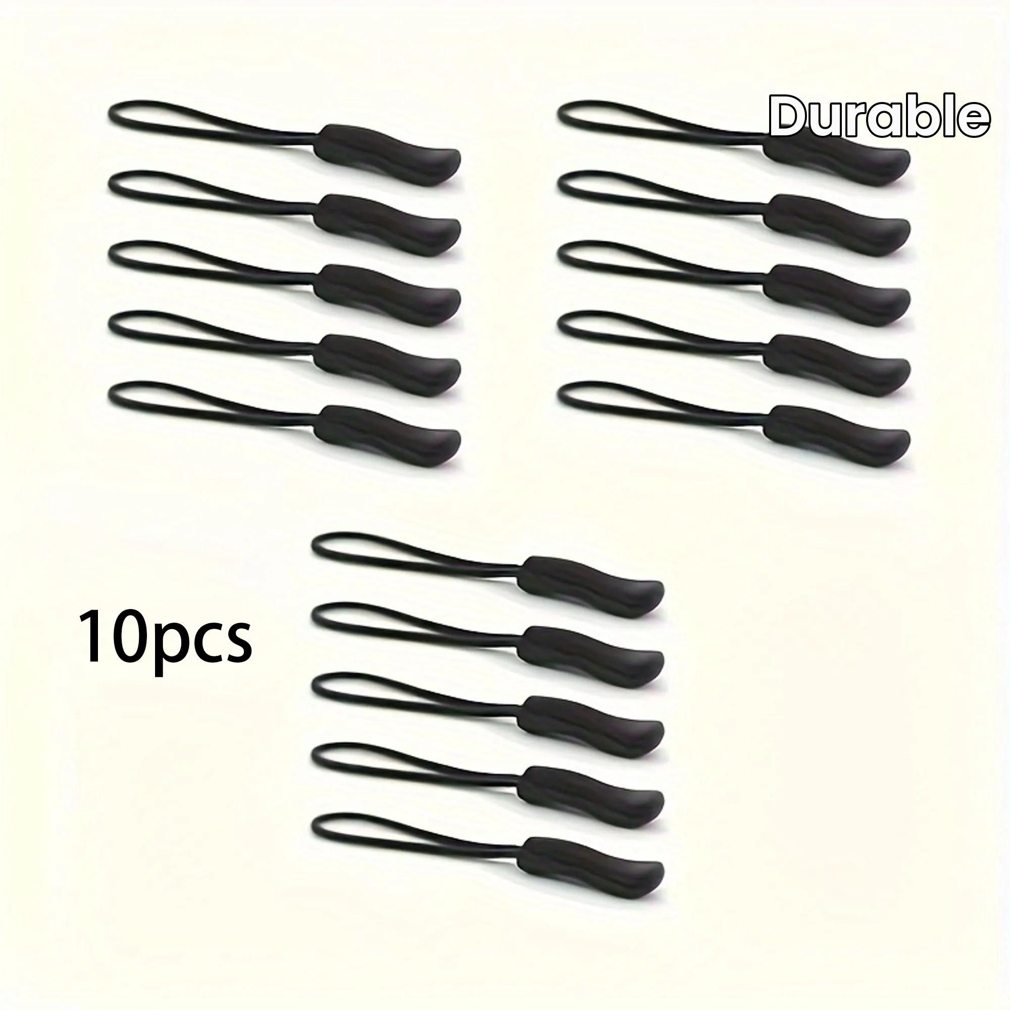 

10PCS Black Plastic Zipper Puller, Durable PVC Zipper Puller, Suitable for Bags, Backpacks, Clothes, Suitcases, Etc