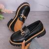 Fashion New Autumn Loafers for Women, Large-sized, Casual and Comfortable, British-style Women's Shoes with Thick Heels and Thick Soles