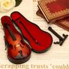Mahogany Mini Musical Instruments Wooden Miniature Violin Instrument Case Violin Model  Collection