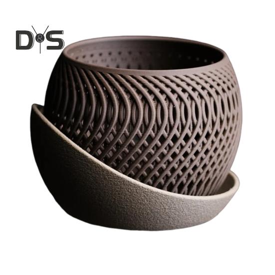 3D-gedruckter Blumentopf, leichter Pflanzentopf mit Drainagelöchern, Orchideen-Übertopf mit Untertasse für Pflanzen im Innen- und Außenbereich, Garten, Heimdekoration