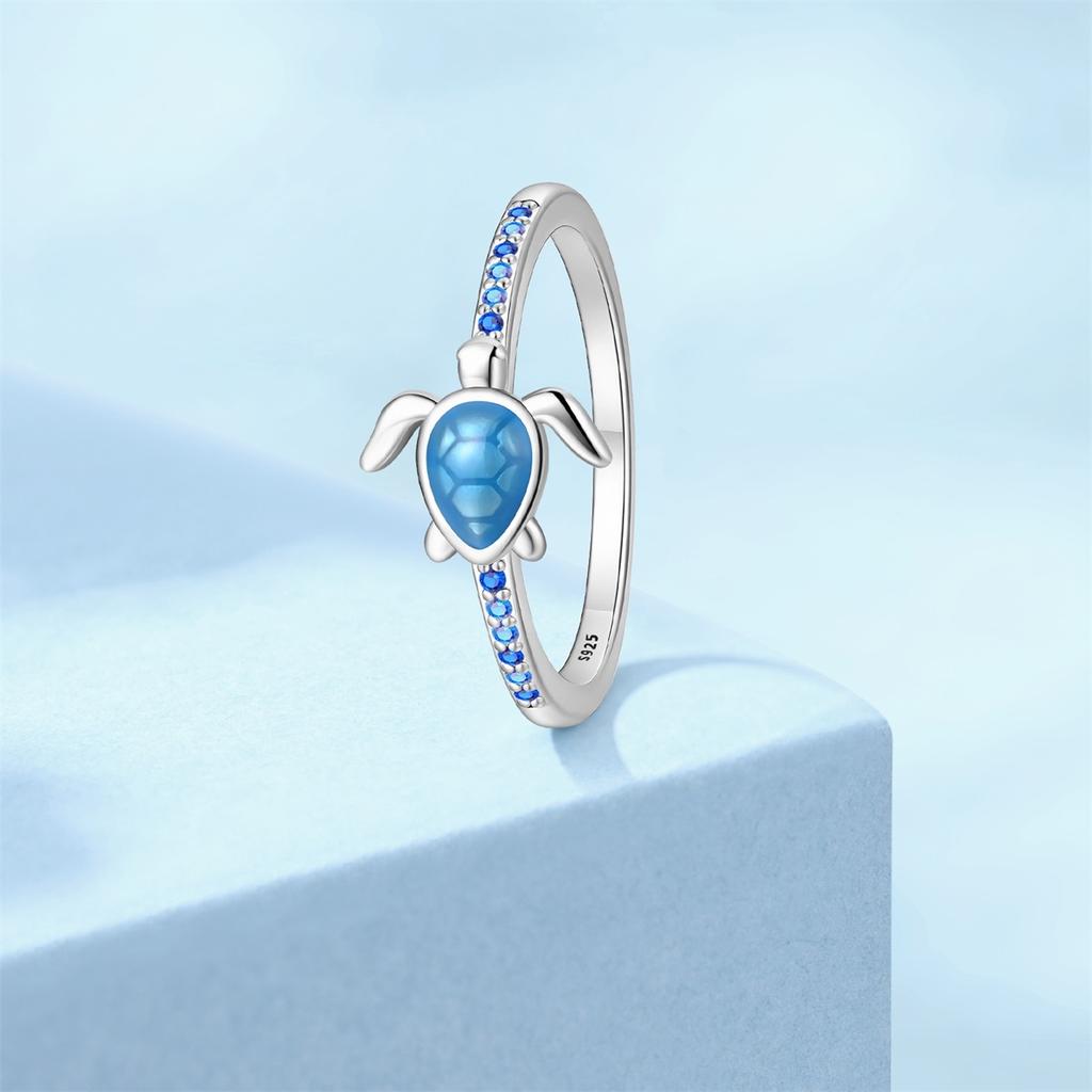 Original CopperEmerald Blue Turtle Fine Ring Valentine's Anniversary Fine Women Gift Accessory Nickel-Free