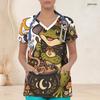 Women Plus Size V Neck Short Sleeve Scrub Top Black Cat Witch Hat Pumpkin Mushroom Halloween Print Nurse Uniform Top
