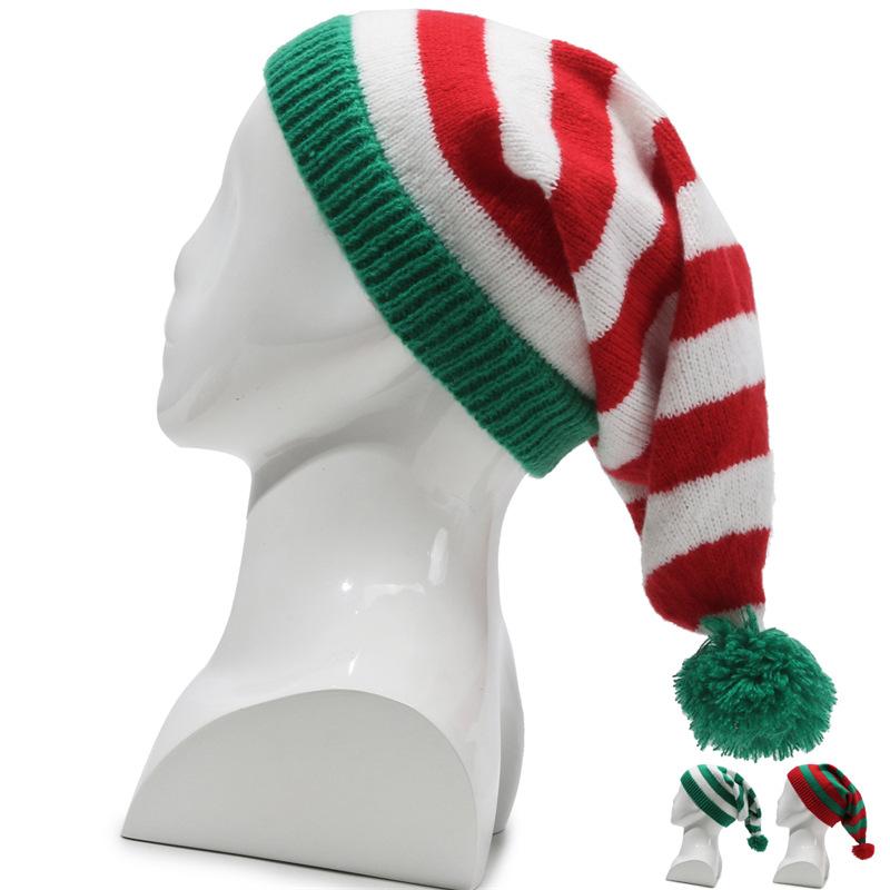 Adult Christmas Knitted Hat Elf Santa Beanies Santa Red and Green Knitted Crochet Hat