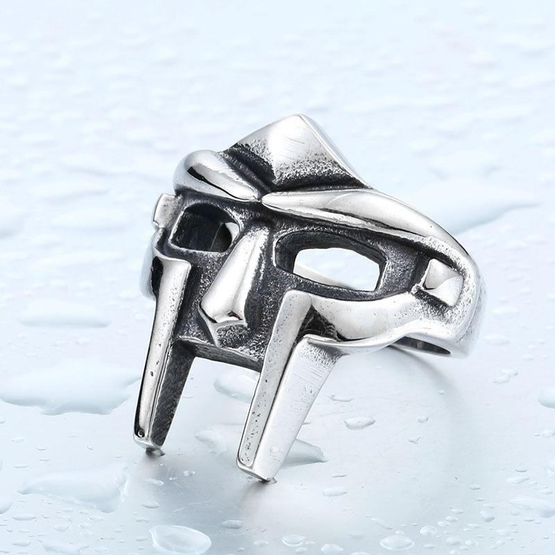 Vintage Classic Goth Hip Hop Mf Doom Mask Rings For Men Boys Punk Egyptian Pharaoh Stainless Steel Ring Fashion Jewelry Gifts