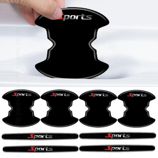 8X Black Sports  Car Door Handle Bowl Sticker Scratch Anti-scratch Protector