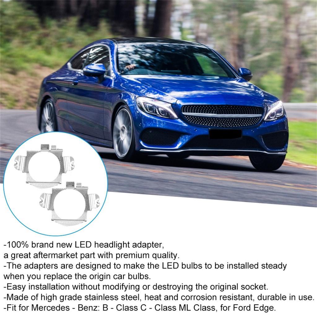 Paar H7 LED-Scheinwerferlampen Adapter Halter für Mercedes-Benz Ford Silber