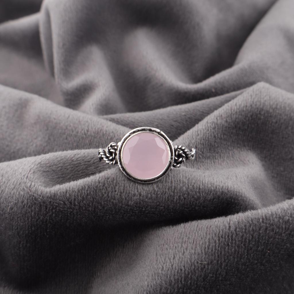 Rose Chalcedony Gemstone Jewelry, 925 Sterling Silver Ring Jewelry, Handmade Gorgeous Ring Gift For Women