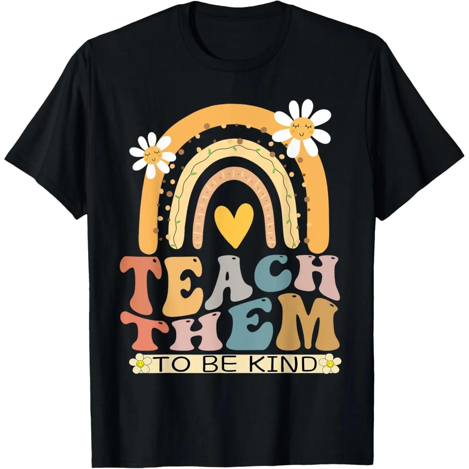 

Teach Them To Be Kind Groovy Back To School Teacher Student T-Shirt S чёрный