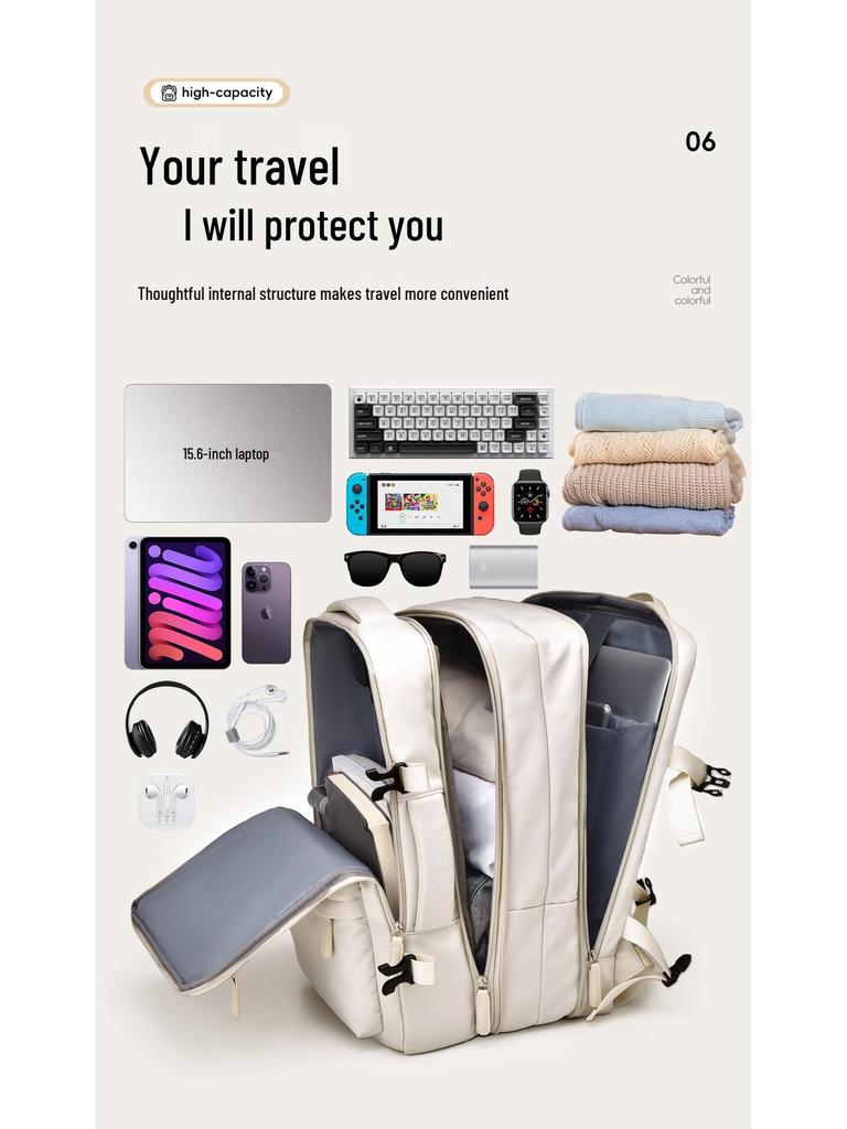 Expandable 180° Multi-layer Casual Backpack with Large Capacity and Logo Option