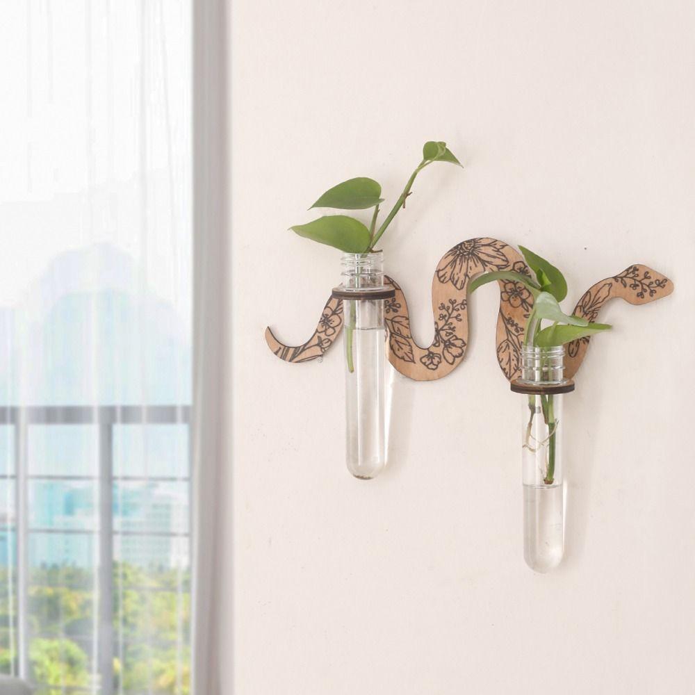 Uniqe Snake Wall Planters Wall-Mounted Wall Hanging Holder Rustic Wooden Plant Pot  Balcony