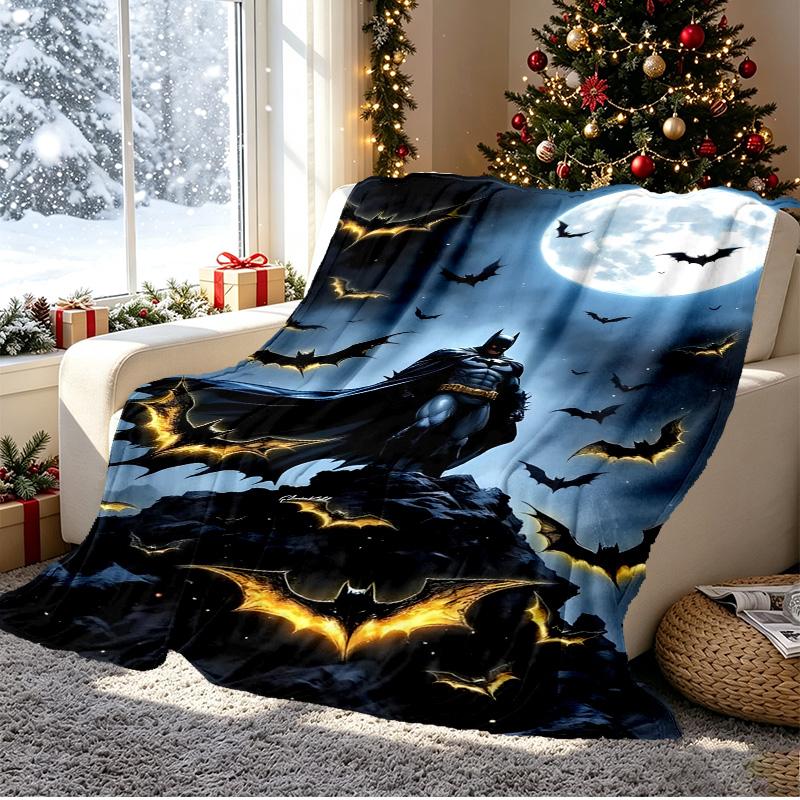 Batman Pattern Blanket for Home Decoration, Bed, Sofa, Car Travel, Camping, Suitable for All Seasons, Birthday Christmas Gift