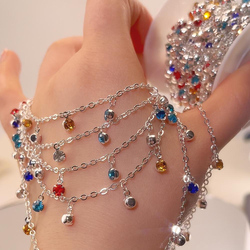 0.5M 1M Shiny Colorful Crystal Charm Taseel Beads Copper Chain DIY Necklace Bracelet Beaded Chains Women Jewelry Making Supplies