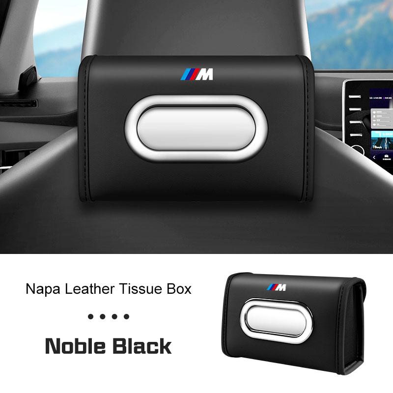 DKXA1 Premium Leather Car Tissue Box For BMW X1X3X4 X5 X6 X7 Series 1 2 3 5 7 F15 F16 F40 IX3 G20 G30 Z3 Z4 M5 Napkin Case Kleenex Bag