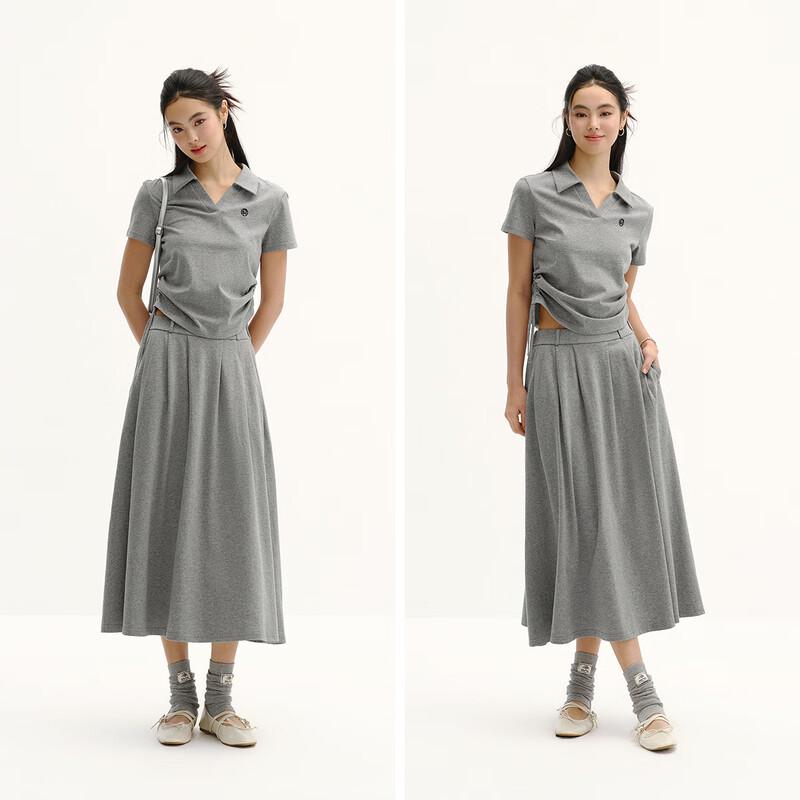 Semir Women's Pure Cotton Polo Shirt & Pleated Skirt Set