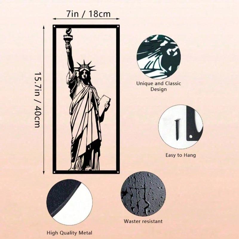 Vintage Statue of Liberty Metal Wall Art NYC Skyline Patriotic Decor Freedom Themed Gift TY3747 чёрный