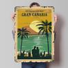 Plaque Métal Personnalisée Affiche Voyage Gran Canaria Art Mural Rétro Vintage Panneaux Métalliques pour Man Cave Ornements de Pièce Décoration Gamer