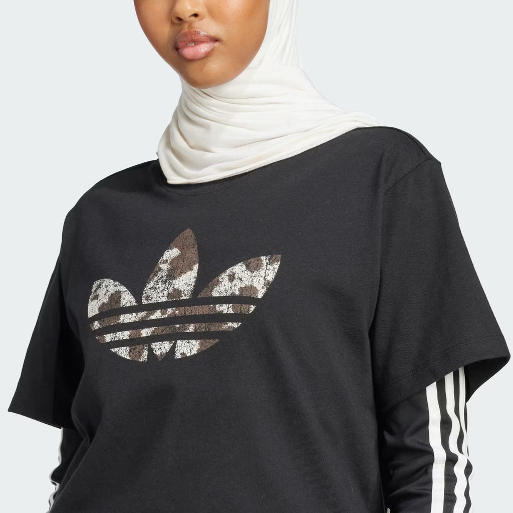 Adidas Originals Logo Comfortable Soft Short Sleeve T-Shirt Women T-Shirts Black KA2684