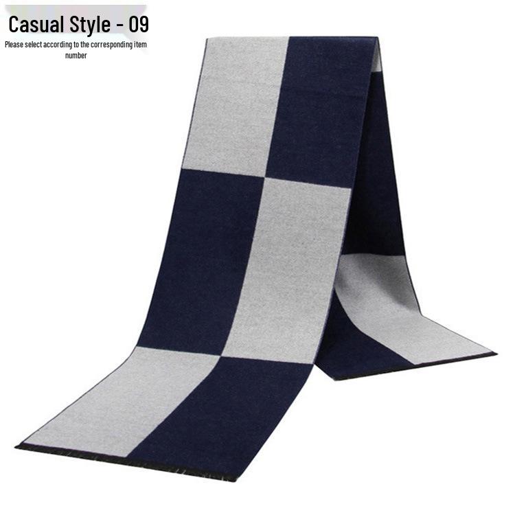 Men's Autumn & Winter Plaid Imitation Cashmere Scarf - Warm & Thick Custom Design