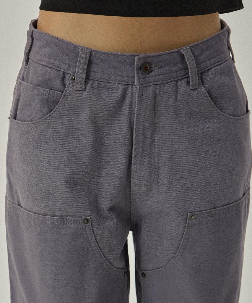MAGOODGAN Farburn 4406 Contrast Double Knee Carpenter Wide Fit Grayish Purple Cotton Pants