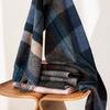 Wool Scarf  Women's Retro Plaid Autumn and Winter New Style Versatile Winter Scarf  Dual Use