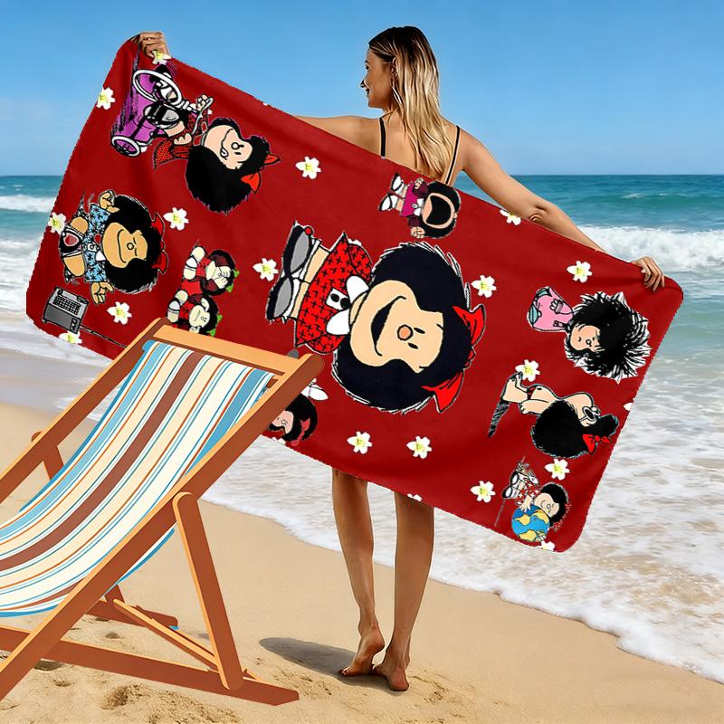 Mafalda Print Beach Towel, Large Soft Quick Dry Towel for Beach Camping Swimming