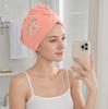 Custom Coral Velvet Cartoon Embroidered Quick-Dry Dry Hair Cap Women Thickened Water Absorbent Shower Headscarf
