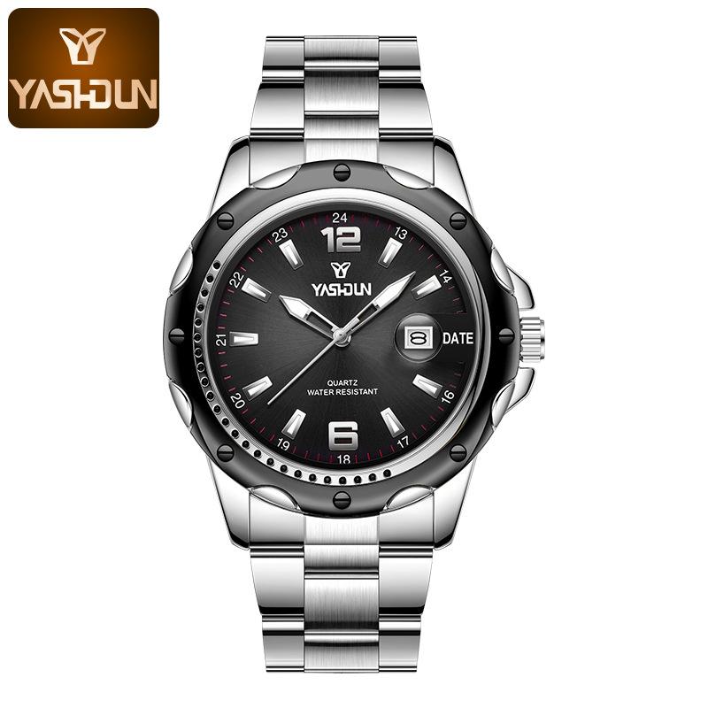 Top Brand New Steel Band Men s Watch Waterproof Luminous Quartz Trendy Business Watch