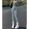 Simple High-waisted Elastic Small-footed Jeans for Women's Autumn and Winter 2025 New Thin and Slim Small Pencil Pants