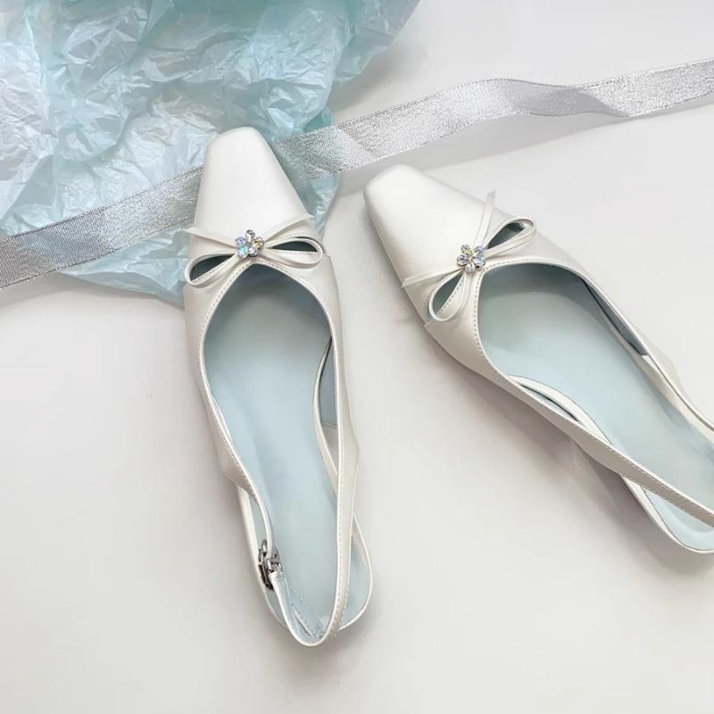 Water Diamond Thick-heeled Flip-flops Are Feminine Square-toed Shoes