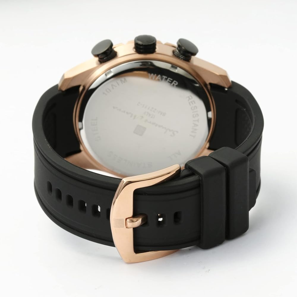 Salvatore Marra Men's Chronograph Analog Quartz Watch Black with Cross Accessory