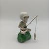 Fishing Skeleton Sculpture Garden Decorative Fishing Skeleton Statue Creative Skull Figurines Novelty Gifts Outdoor Ornaments