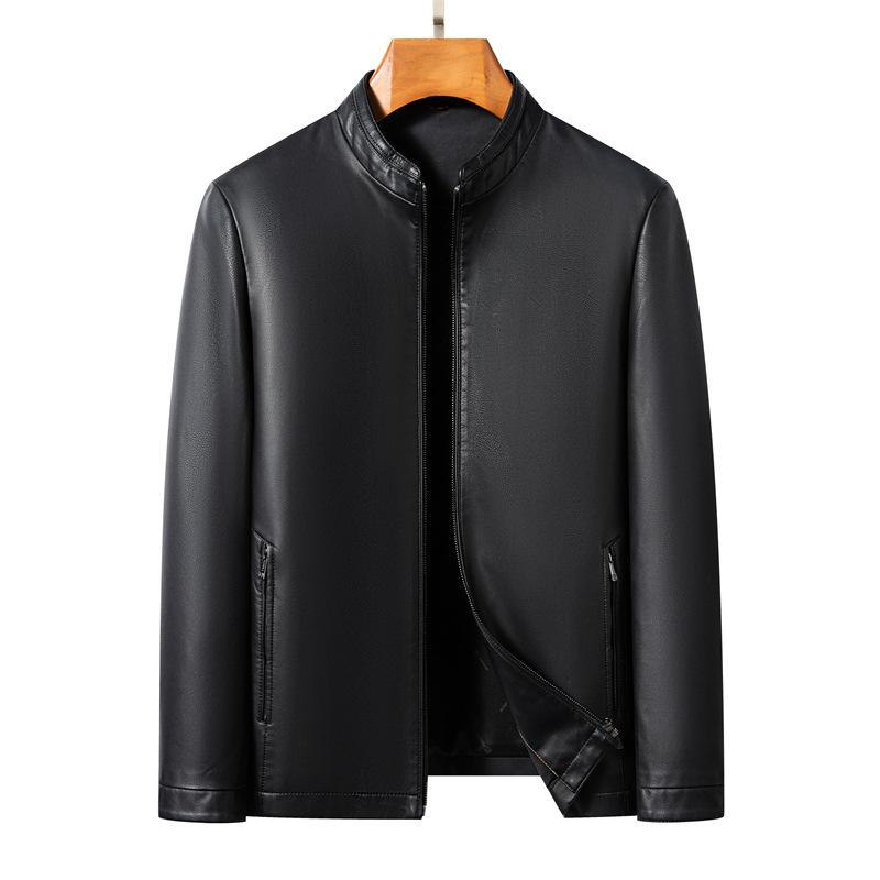 Genuine leather jacket for men, sheepskin business lapel, middle-aged dad's autumn and winter new casual leather jacket