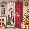 2Pcs Cartoon Santa Claus Print Perforated Blackout Curtains Various Sizes For Living Room Bedroom Insulation Holiday Decoration