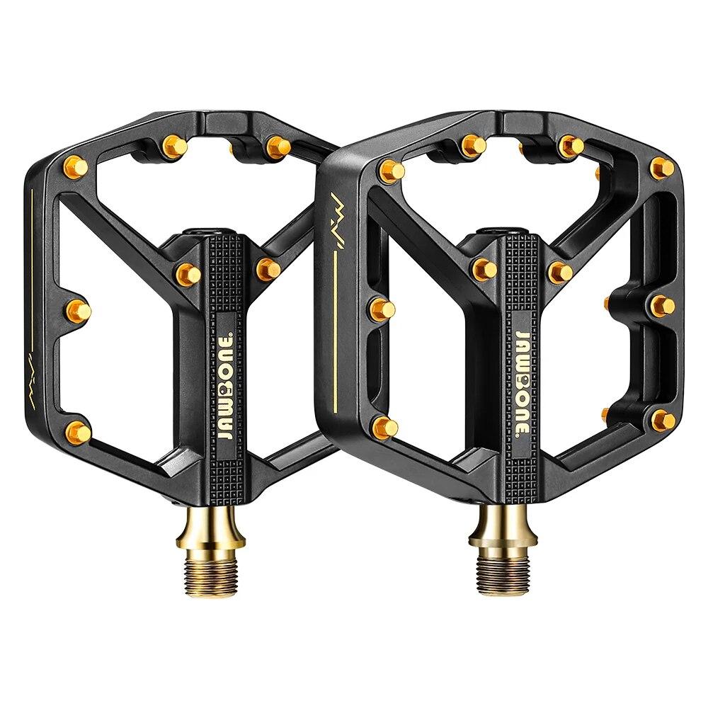 

Jawbone MTB Bike Pedals Mountain Bicycle Flat Pedals Aluminum 9/16 Sealed Bearing Lightweight Platform Cycling Accessories Black Gold