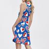 Women's Summer Casual Square Neck Independence Day Printed Dress Sleeveless Dress With Pockets