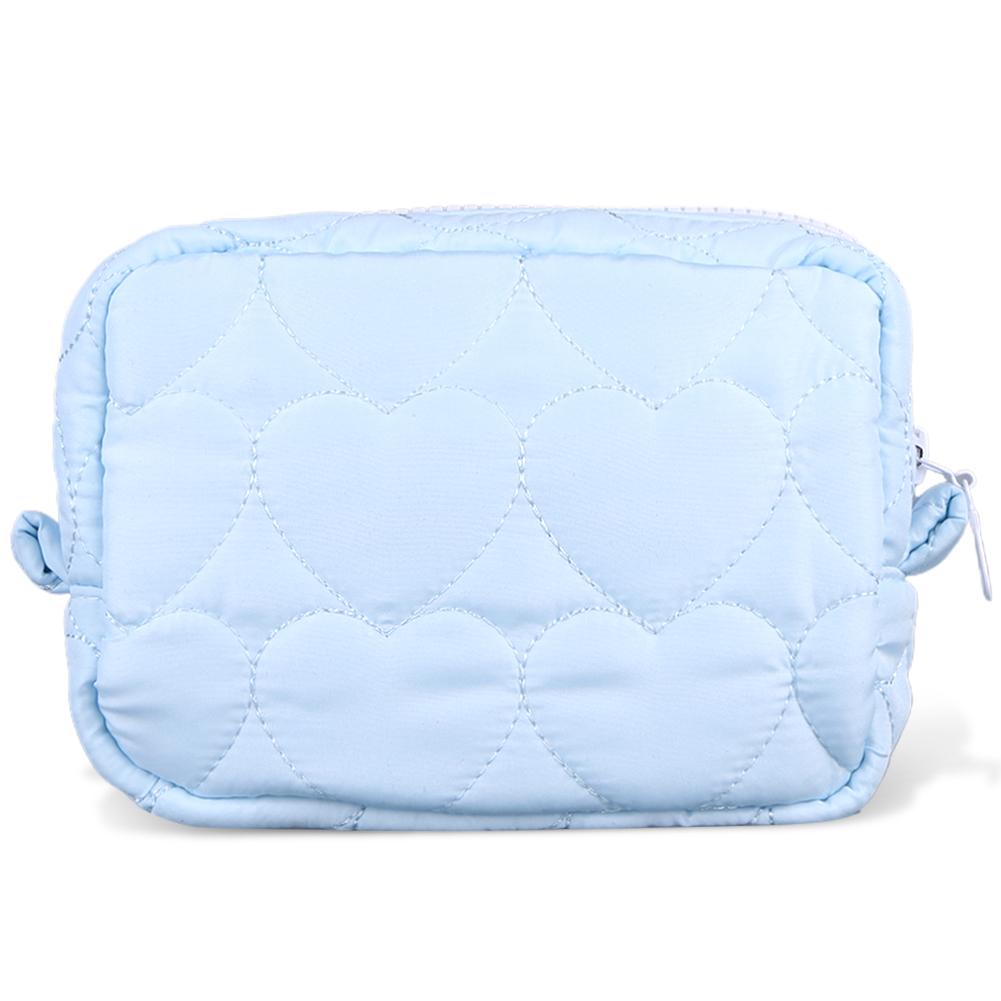 

Популярная стеганая косметичка с узором в виде сердца, органайзер для косметики, эстетическая косметичка-клатч, большая вместимость, женская косметичка синий