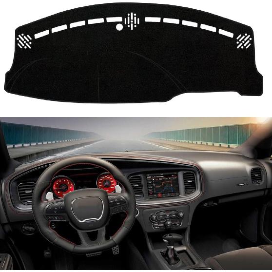

Rifoda Dash Board Cover Fit for Dodge Charger 2011-2023 Dashboard Cover Mat Non-Slip Carpet Sunshield Pad Sunshade Glare UV Rays Protector (Black Black Edge