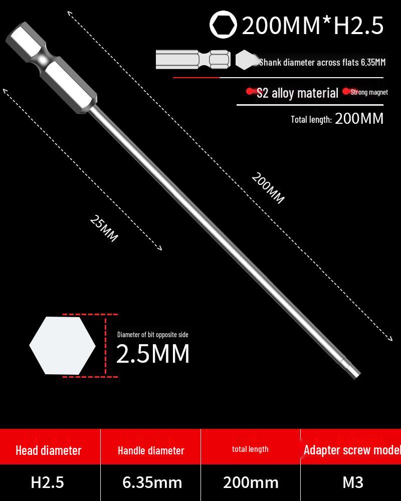 Hexagonal Driver Bit Extension for Screwdriver and Drill