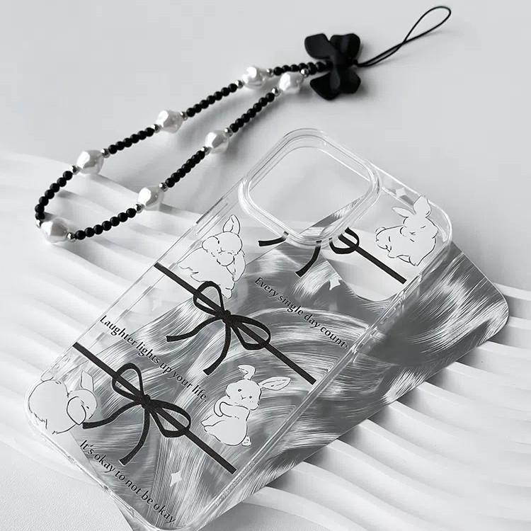 Capa de telefone com cordão de furo grande compatível e adequada para iPhone15 14 13 12 11promax xsmax xr 7 8plus Bow Bunny