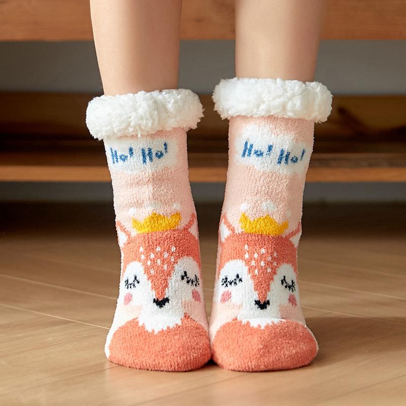 Women's Fleece Christmas Snow Socks - Cozy Floor Slippers for Maternity, Bare Leg Warmth