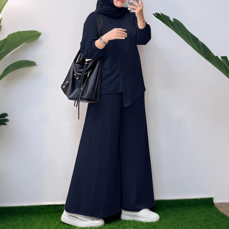 ZANZEA Women Long Sleeve Blouse and Long Pants Casual Two Piece Suit Sets