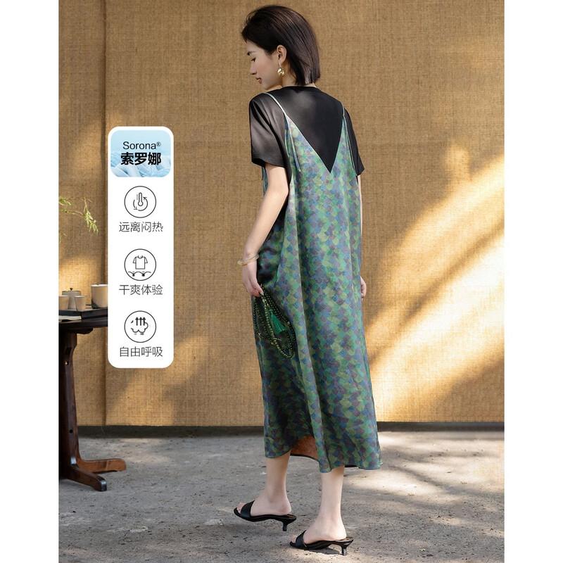 

Demana Cool Tech Faux Two-Piece Printed Midi Dress M