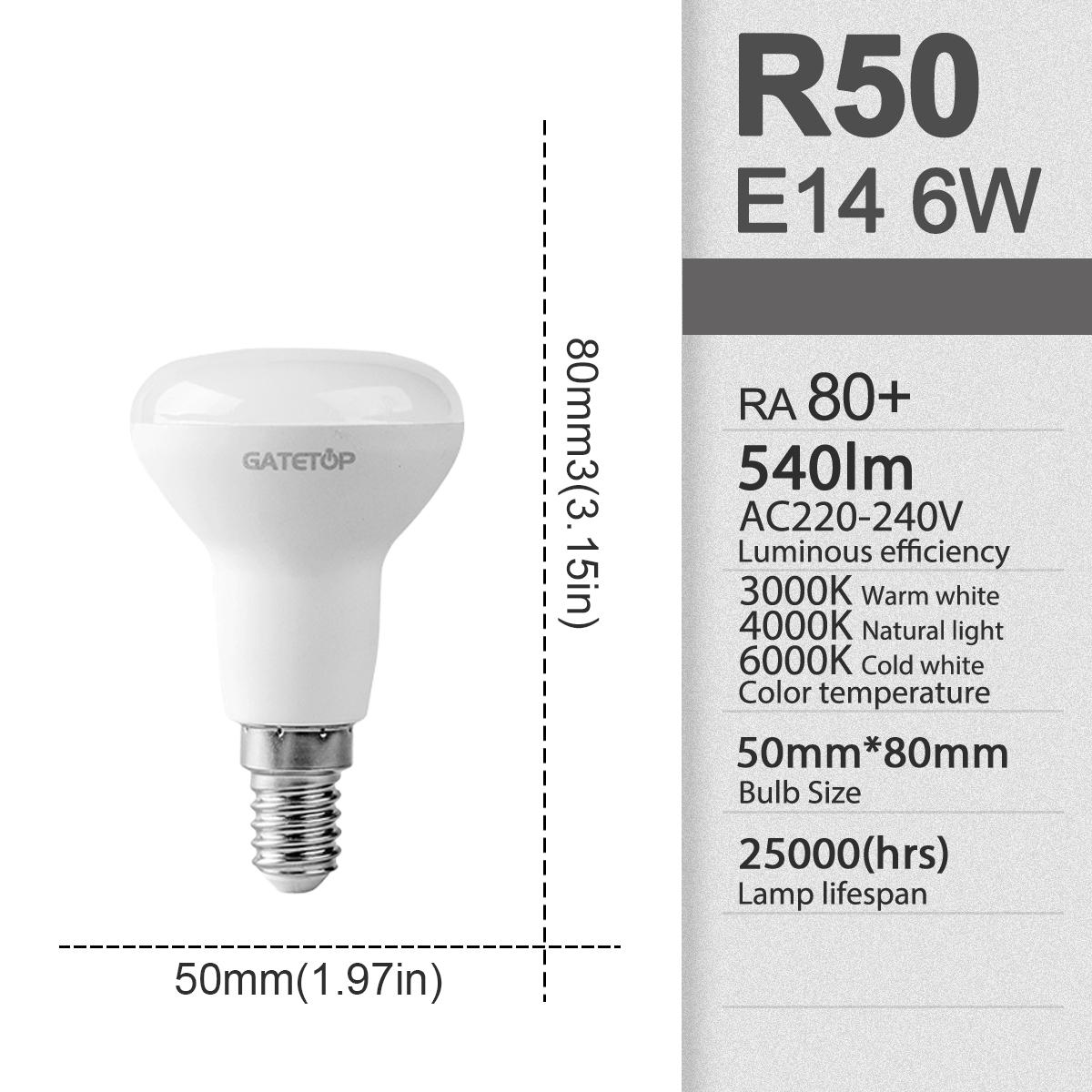 

1-10PCS R50 R63 R80 E14 E27 R Bulb bathroom light 6W 10W 12W 3000K 4000K 6000K Hight Lumen Natural light for bathroom home 1PCS&Cold white 6000K