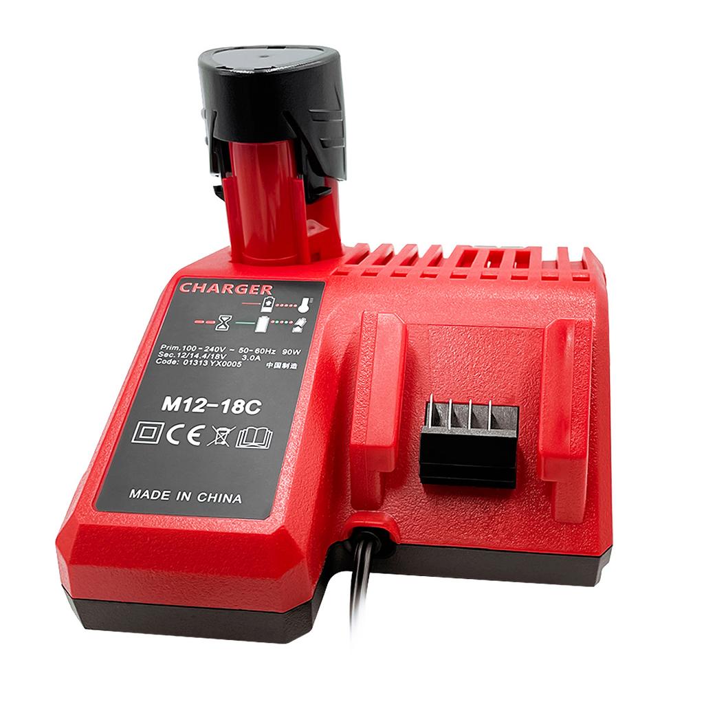 Replace 3A 12V 14V 18V Rapid Fast Li-Ion Charger Fit For Milwaukee M12-18C Dual Port Multi-Voltage Lithium-Ion Battery M12 M18