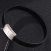 Men's Minimalist Cowhide & Stainless Steel Woven Leather Bracelet
