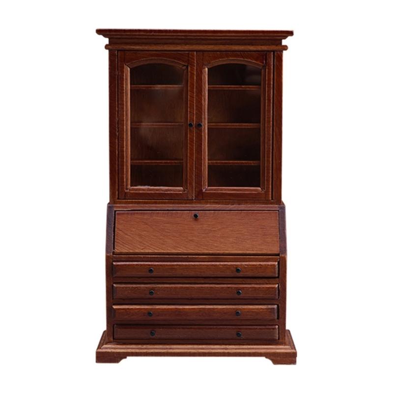 

1/12 Doll House Furniture Miniature Wooden Display Cabinet for Living Room Kitchen Scene Setting Kids Pretend Play Game 1